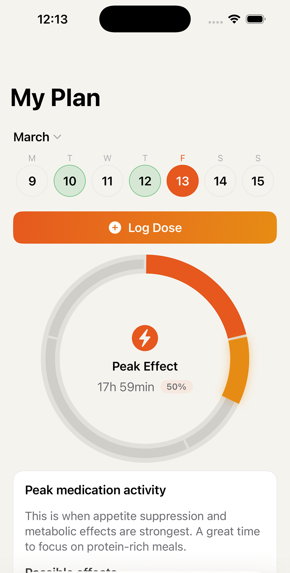 Phaze medication tracking screen