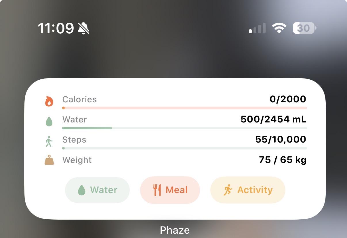 Phaze iOS Home Screen widget